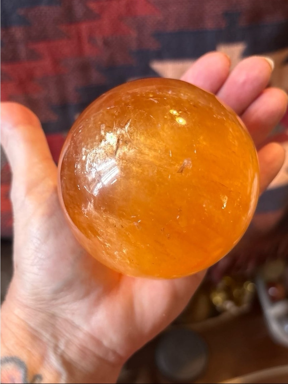 Orange Calcite Crystal Sphere HQ